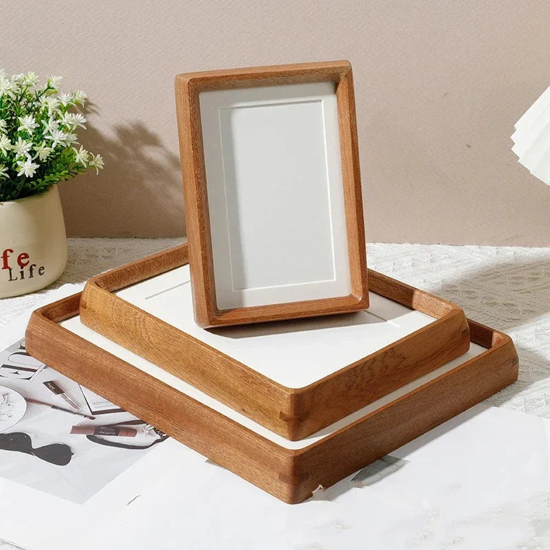 Handgemaakte Houten Fotolijst van Walnoot of Sandelhout - Rechthoekig met Acryl Voorkant Walnoot