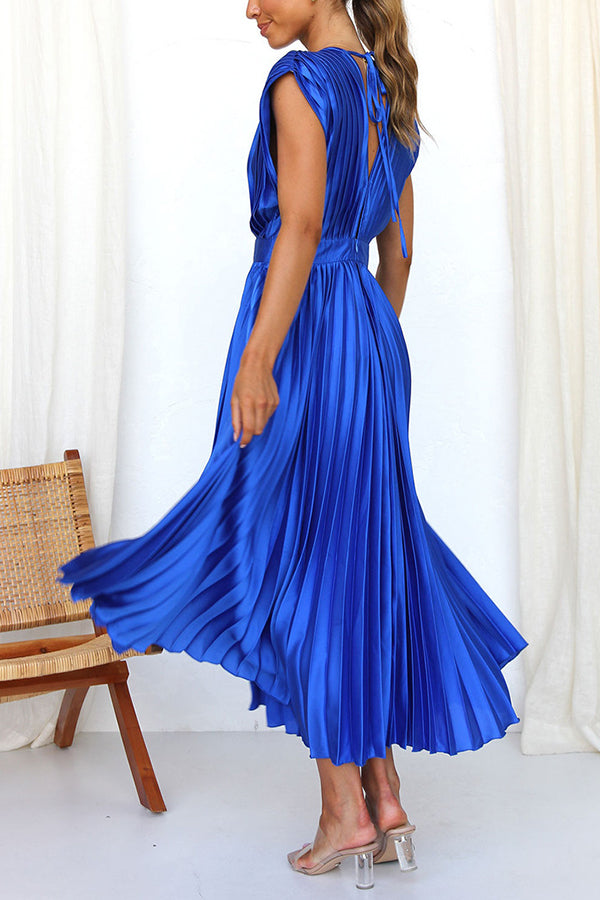 Hanna | Dames Midi Jurk - Luxe Satijn, V-hals Feestkleding