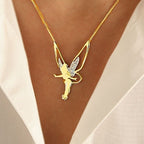 Stijlvolle Geluksfee Ketting – Fee Hanger Ketting, Verguld of Verzilverd, Cadeau voor Haar – Bersh Faylin Verguld