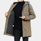Marmari | Waterdichte & Winddichte Heren Regenjas met Warme Binnenvoering - Gevoerde Herfstjas & Winterjas met Capuchon en Ritszakken Lichtbruin