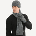 Heren | 3-delige winteraccessoireset voor heren - gebreide muts, sjaal en touchscreen handschoenen 2