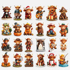 Schotse Hooglander Adventskalender – 24 Hooglandkoe Figuurtjes in Kerstoutfits, Aftelkalender zonder Chocolade, 25 cm Default Title