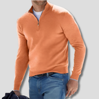 Trui Heren Gebreid Ritskraag Oranje