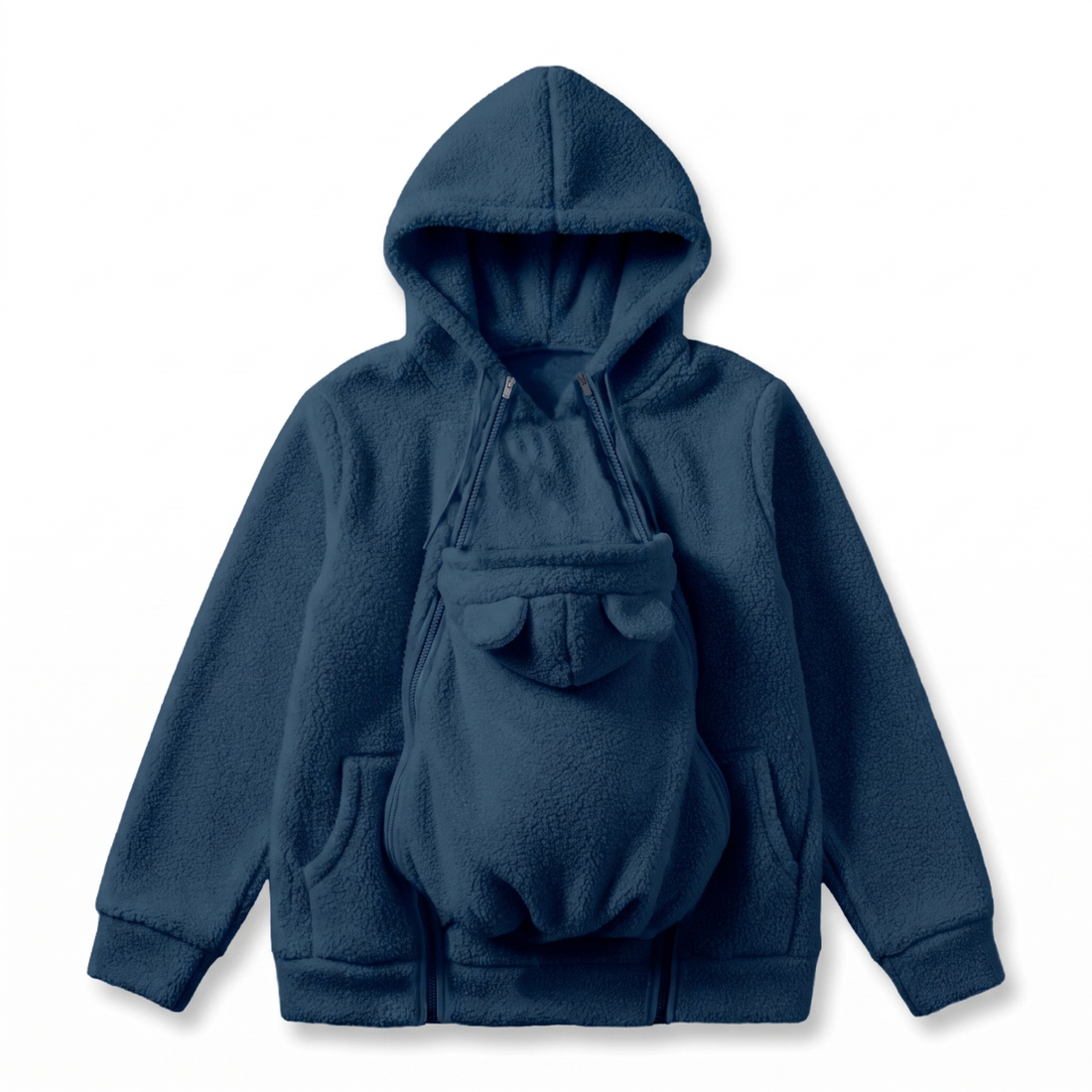 Zachte Fleece Draaghoodie met Voorzak voor Babydragen – Babydraag Hoodie voor Mama & Papa, 5 Kleuren, S–XXL Marineblauw