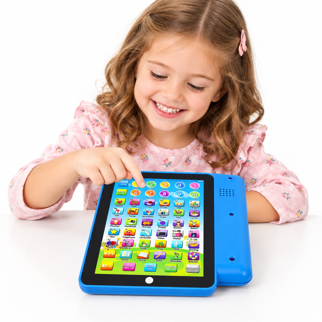Educatieve Kindertablet met Touch & Geluid – Leertablet voor Peuters & Kleuters 3–6 Jaar, Blauw of Roze