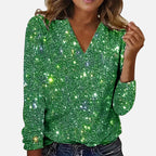 Jade | V-hals Blouse voor Vrouwen - Glitteraccenten, Elegant Groen