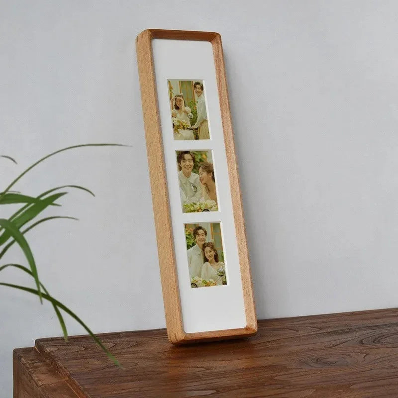 Jessie Fotolijst van Massief Hout voor Drieluik en Viervoudige Foto's - Klassiek en Elegante Fotolijsten voor Thuis en Kantoor Beukenhout-3 40x10cm-5.7x8.2cm