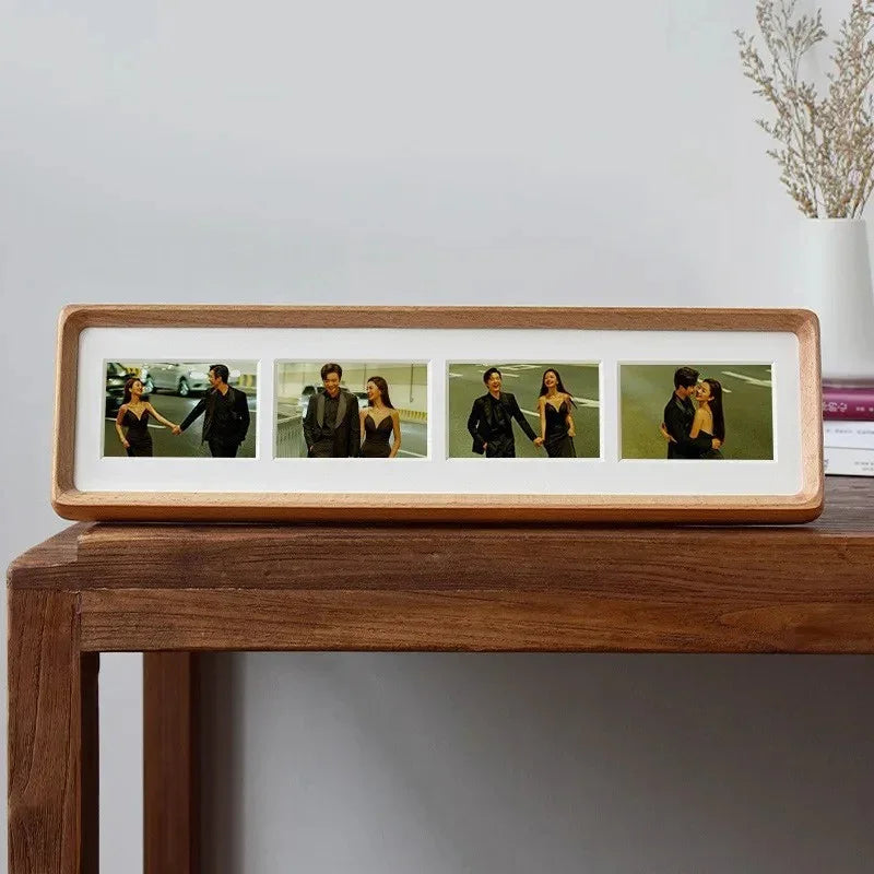 Jessie Fotolijst van Massief Hout voor Drieluik en Viervoudige Foto's - Klassiek en Elegante Fotolijsten voor Thuis en Kantoor Beukenhout-4 40x10cm-5.7x8.2cm