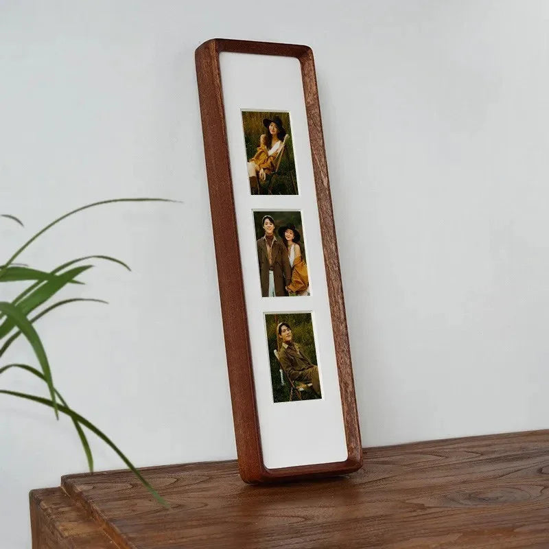 Jessie Fotolijst van Massief Hout voor Drieluik en Viervoudige Foto's - Klassiek en Elegante Fotolijsten voor Thuis en Kantoor Sapele hout-3 40x10cm-5.7x8.2cm