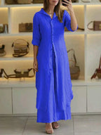 Roque | Elegante en Lichtgewicht Maxi Blousejurk Blauw