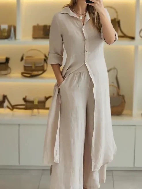 Roque | Elegante en Lichtgewicht Maxi Blousejurk Kaki
