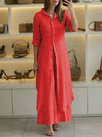 Roque | Elegante en Lichtgewicht Maxi Blousejurk Rood