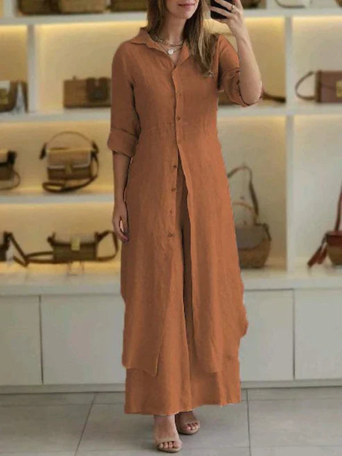 Roque | Elegante en Lichtgewicht Maxi Blousejurk Bruin