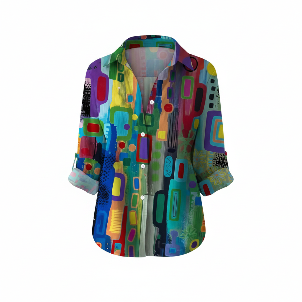 Katrin | Dames Blouse - Geometrisch Patroon, Comfortabel en Luchtig