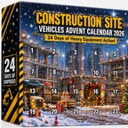 Bouwvoertuigen Adventskalender Kinderen – 24 Graafmachine & Betonmixer Hangers van Acryl, Aftelkalender zonder Snoep