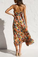 Kira | Dames Midi Jurk - Kleurrijke Print, Casual en Ademend Polyester