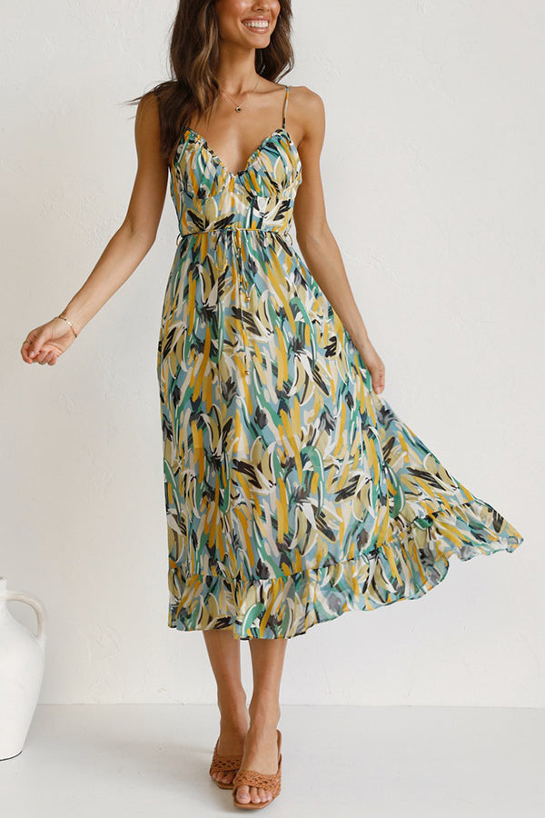 Kira | Dames Midi Jurk - Kleurrijke Print, Casual en Ademend Polyester