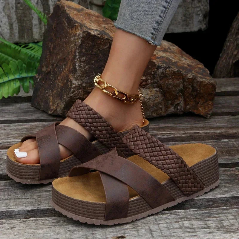 Kira | Dames Sandalen - Orthopedisch en Ademend Vegan Leer Bruin