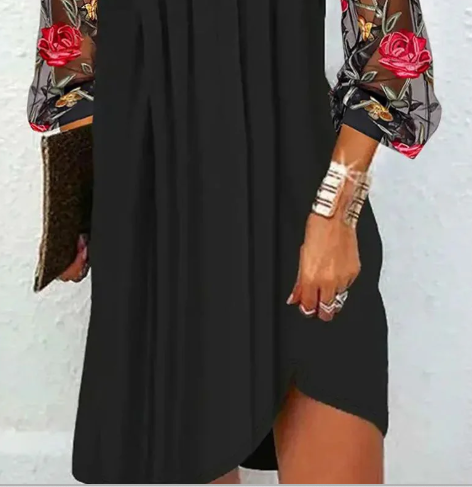 Kira | Dames Mini Jurk - Elegante V-hals, Transparante Mouwen
