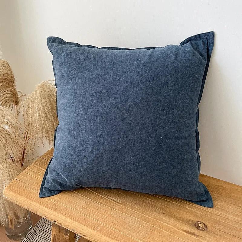 Kussenhoezen Ramee-Katoen 45x45 en 50x50 – Zacht en Ademend voor Binnen en Buiten – Stijlvolle Kussens voor op de Bank Marineblauw