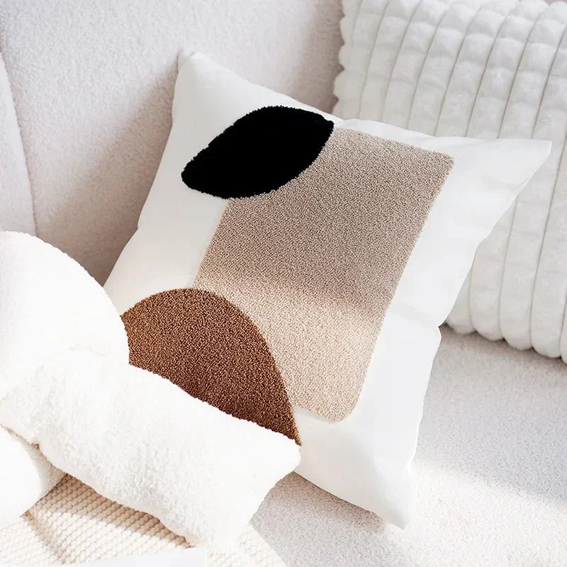 Kussensloop Vintage Bruin en Crème Patchwork – Zacht Polyester met Verborgen Ritssluiting 45x45cm en 30x50cm B 45x45cm