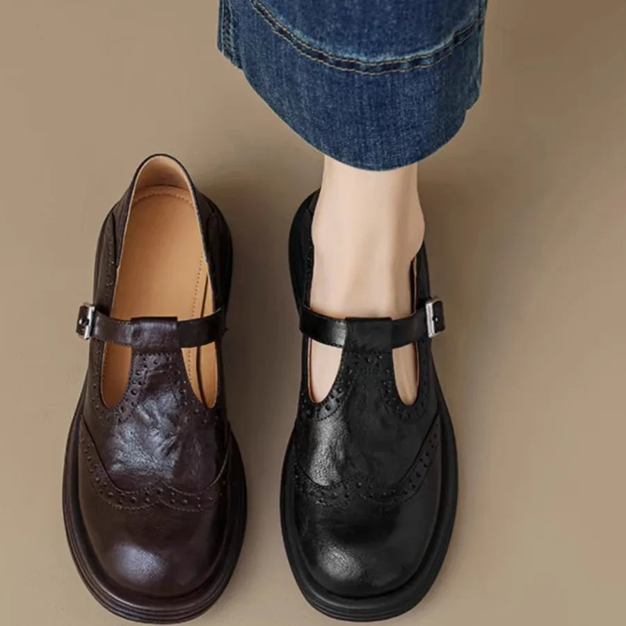Lily | Dames Schoenen - Klassiek Leer met T-band