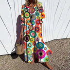 Livia | Dames Maxi Jurk - Bloemenprint, Lichtgewicht en Ademend Regenboog