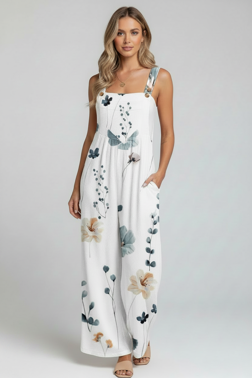 Nova | Jumpsuit Dames - Mouwloos Bloemenprint Zomerstijl Wit