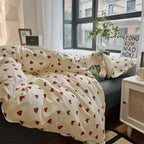 Love Heart Beddengoedset – Elegante Dekbedovertrek met Kussenslopen en Laken, Verkrijgbaar in Enkel, Dubbel en Queen Maten