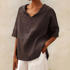 Amara | Blouse Dames - V-hals Bruin