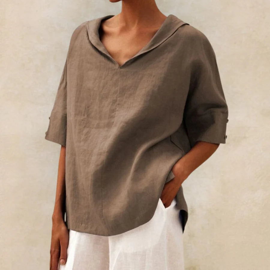 Amara | Blouse Dames - V-hals Khaki