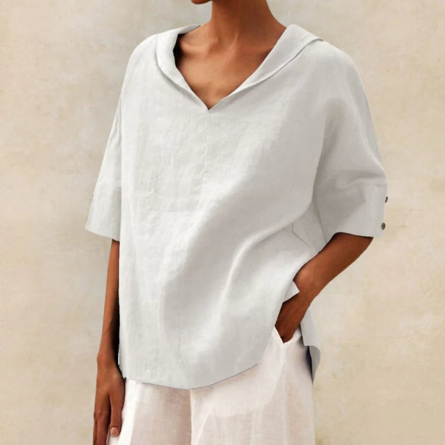 Amara | Blouse Dames - V-hals Wit
