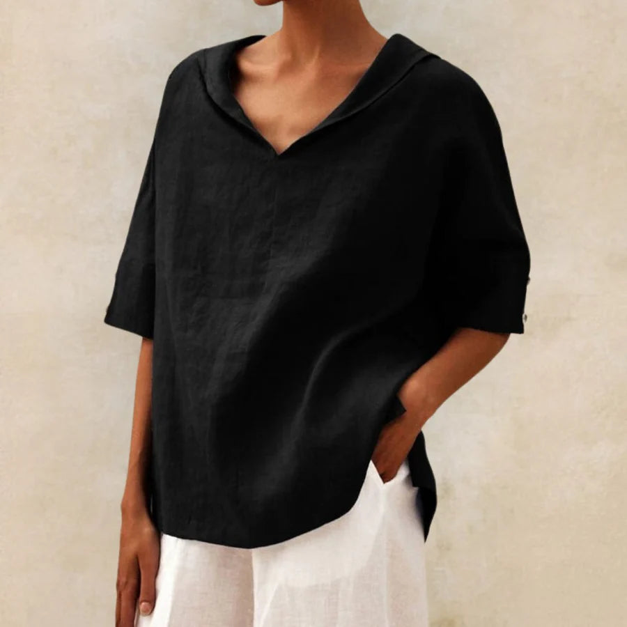 Amara | Blouse Dames - V-hals Zwart