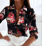 Callista | Blouse Dames - Reverskraag Zwart & Rood