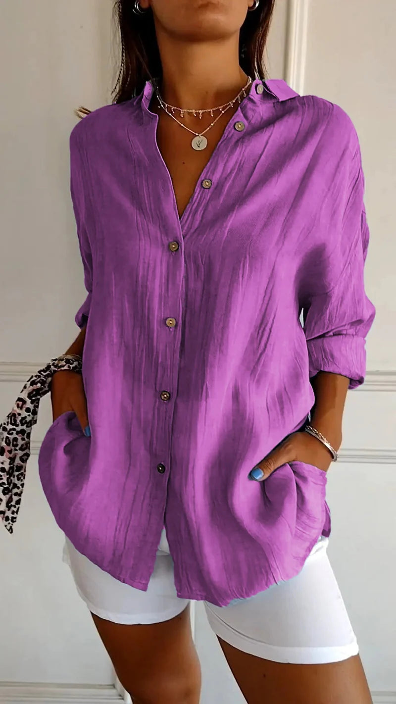 Yvaine | Blouse Dames - Lange Mouwen Relaxed Fit Violet