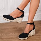 Luna | Dames Espadrilles - Hoge Platformzool, Casual Chic Zwart