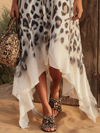 Luna | Dames Maxi Jurk - Chiffon met Abstracte Luipaardprint