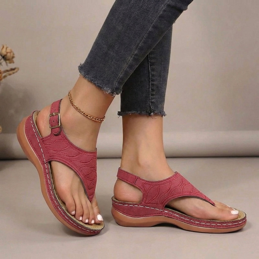 Luna | Dames Sandalen - Gevormd Voetbed, Comfortabel en Casual Rood