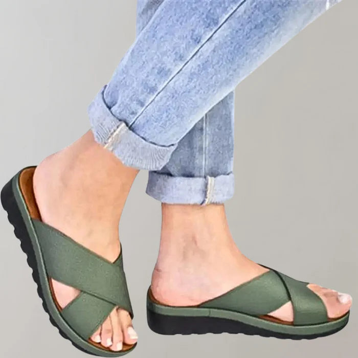 Luna | Dames Sandalen - Lichtgewicht en Comfortabel Instapmodel Groen