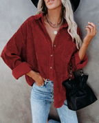 Isolde | Overhemd Dames - Oversized, Zachte Structuurstof, Casual Rood