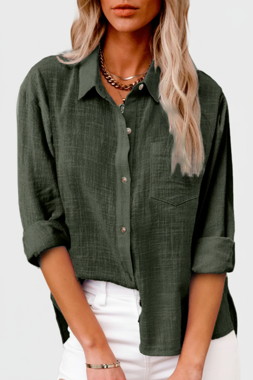 Amara | Blouse Dames - Stoffenmix Groen