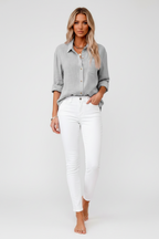 Amara | Blouse Dames - Stoffenmix Grijs