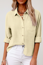 Amara | Blouse Dames - Stoffenmix Geel