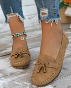 Luna | Vrouwen Instaploafers - Gedempte Binnenzool Met Strikdetail Bruin