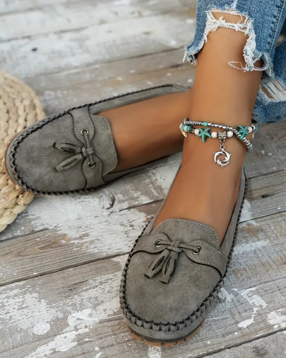Luna | Vrouwen Instaploafers - Gedempte Binnenzool Met Strikdetail