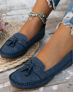 Luna | Vrouwen Instaploafers - Gedempte Binnenzool Met Strikdetail Marineblauw
