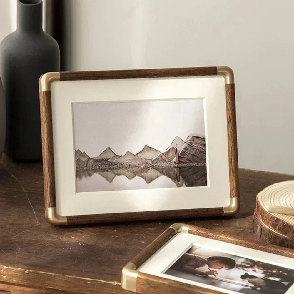Massief Houten Fotolijst met Elegante Hoekdetails – Diverse Formaten voor Tafels en Planken Zwart Walnoot