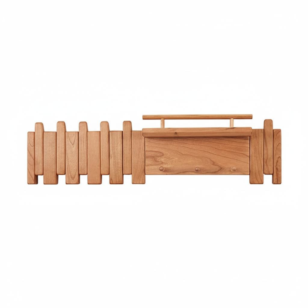 Massief Houten Kapstok Muur met Pianotoets Ontwerp – Ruimtebesparend en Duurzaam met Kapstokhaken Eik 17x66cm