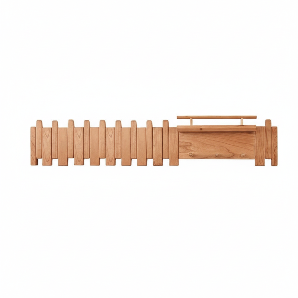 Massief Houten Kapstok Muur met Pianotoets Ontwerp – Ruimtebesparend en Duurzaam met Kapstokhaken Eik 17x90cm
