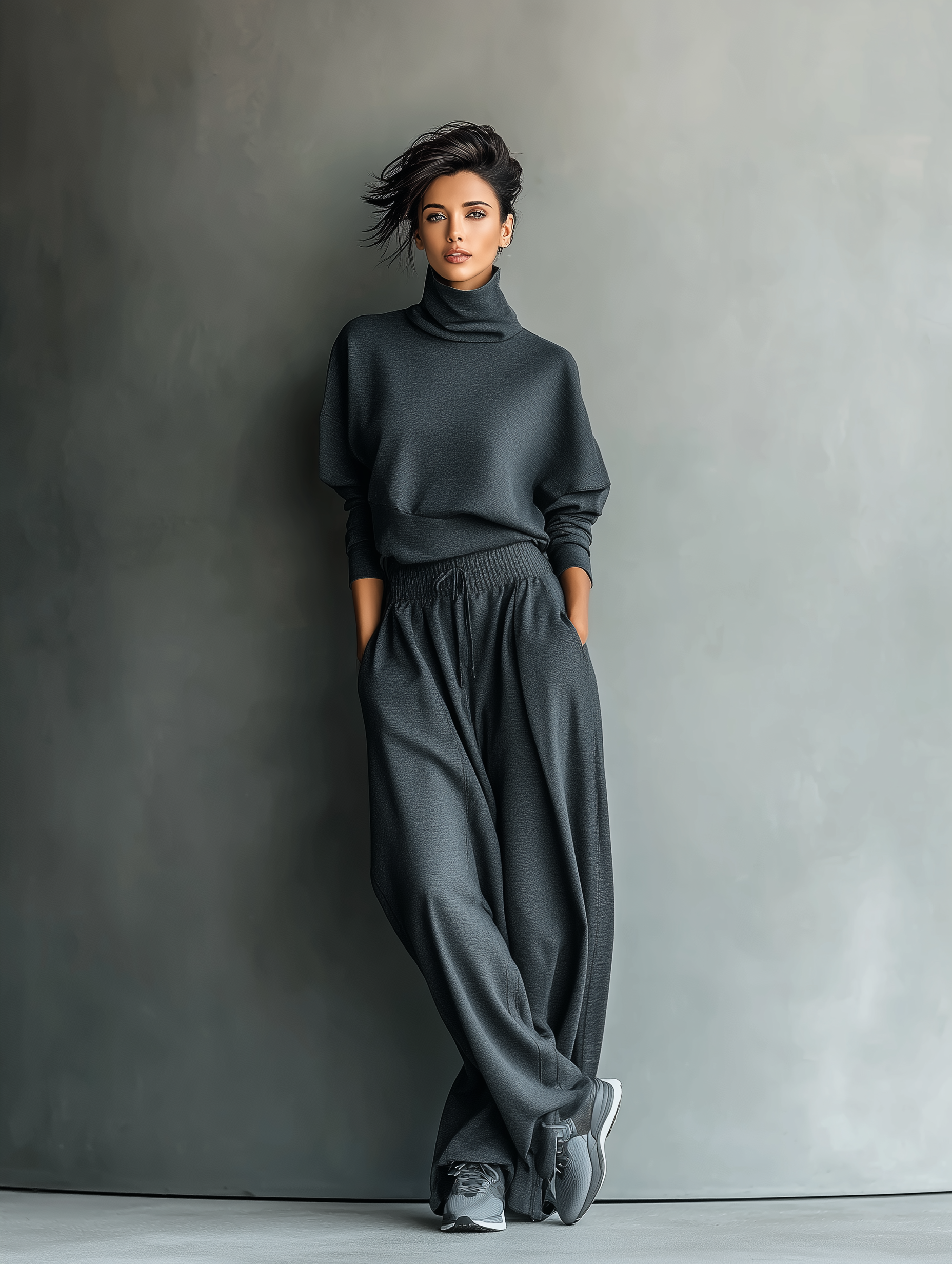 Mila | Comfy Set Dames - Gebreide Tweedelige Set, Antraciet Casual